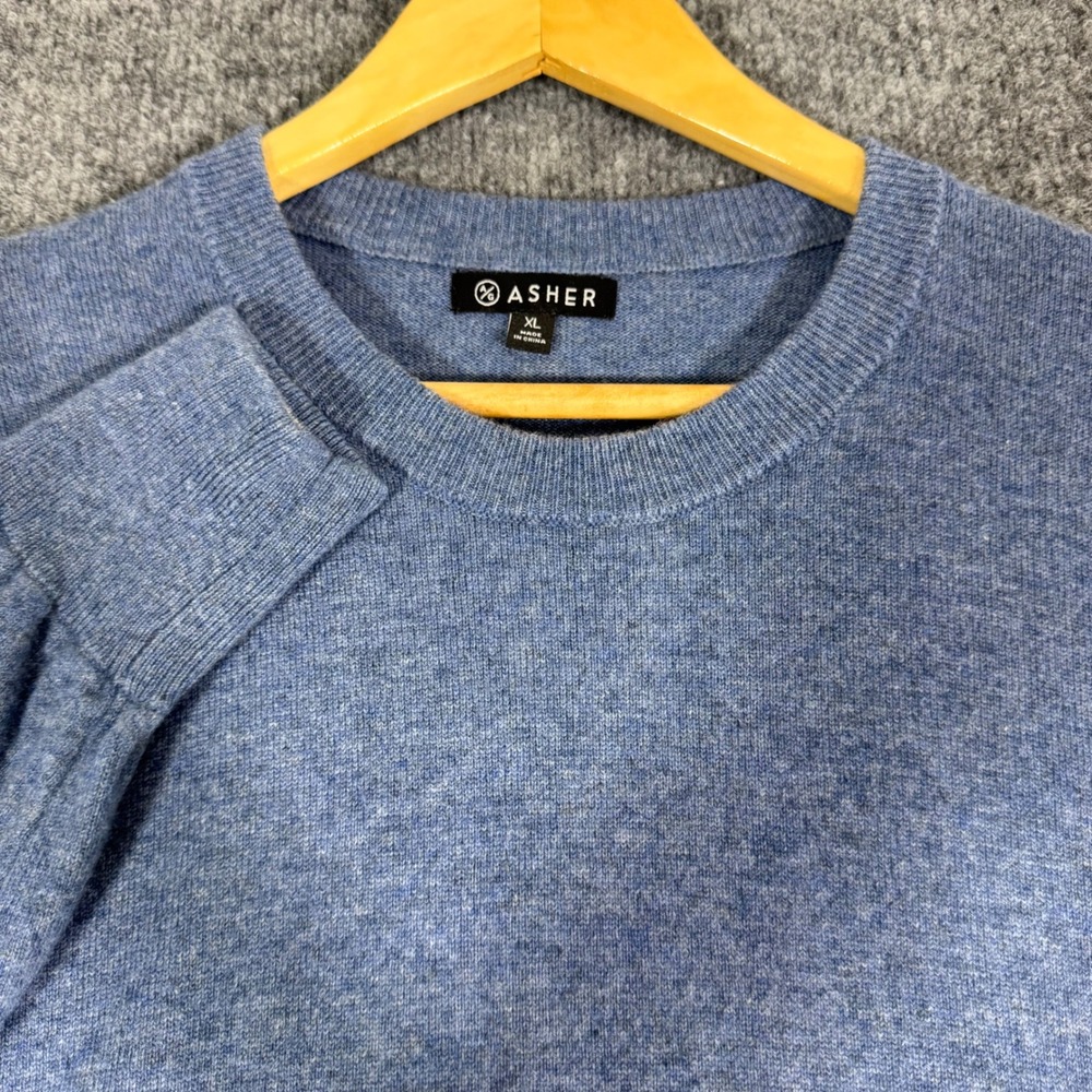 Asher Dallas Mavericks Crewneck Sweater Mens XL Blue Wool Cashmere Blend EUC
